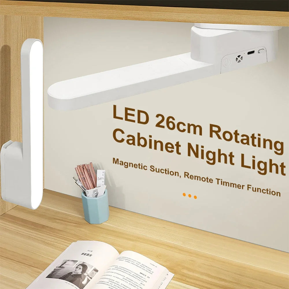 3 Color Dimmable LED Cabinet Light Night Light 360° Rotatable USB Rechargeable Remote Control Cabinet Light DIY For Bedroom Desk Peaceful Pleasures Health and Wellness