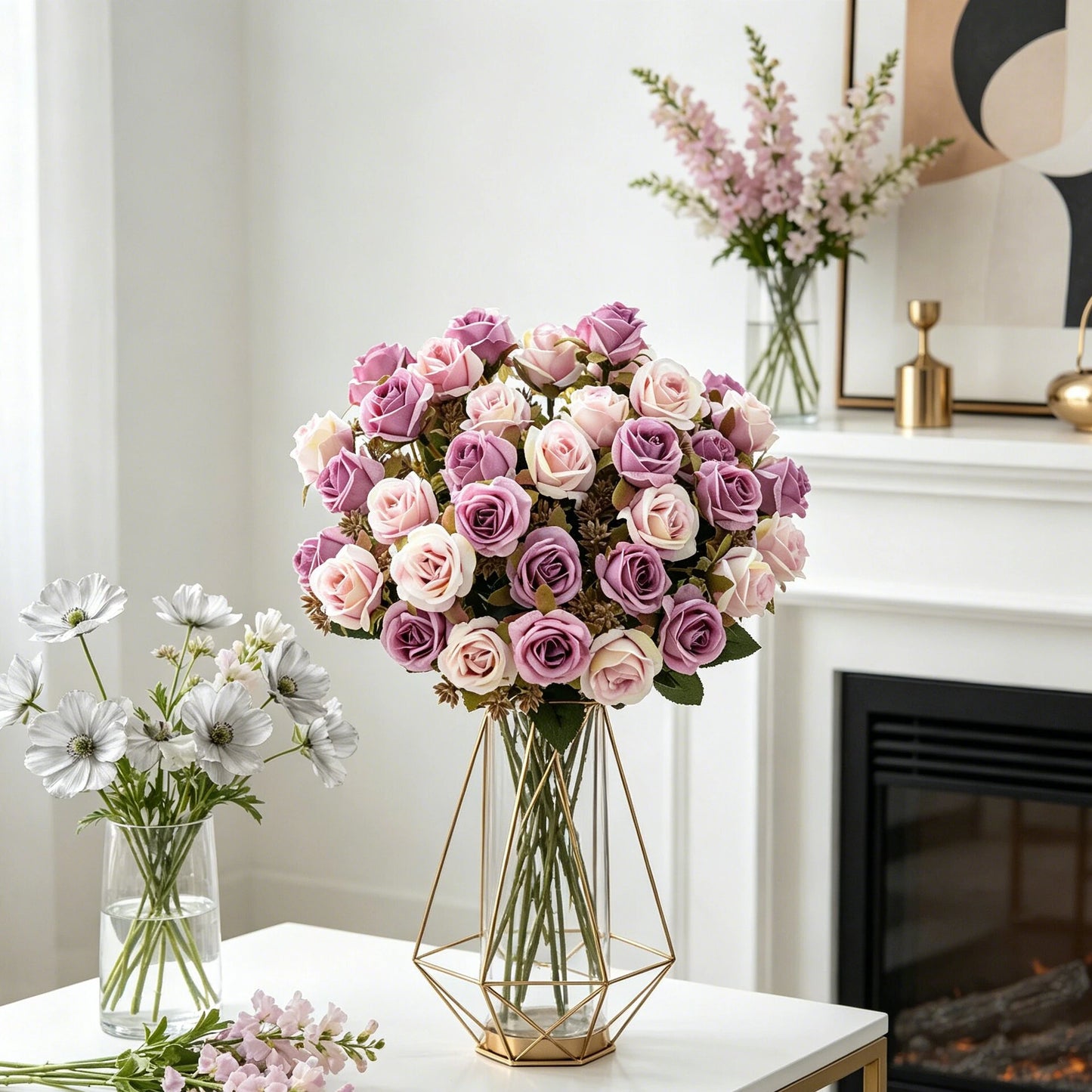 Artificial Silk Rose Carnation Bouquet | Wedding & Home Decor