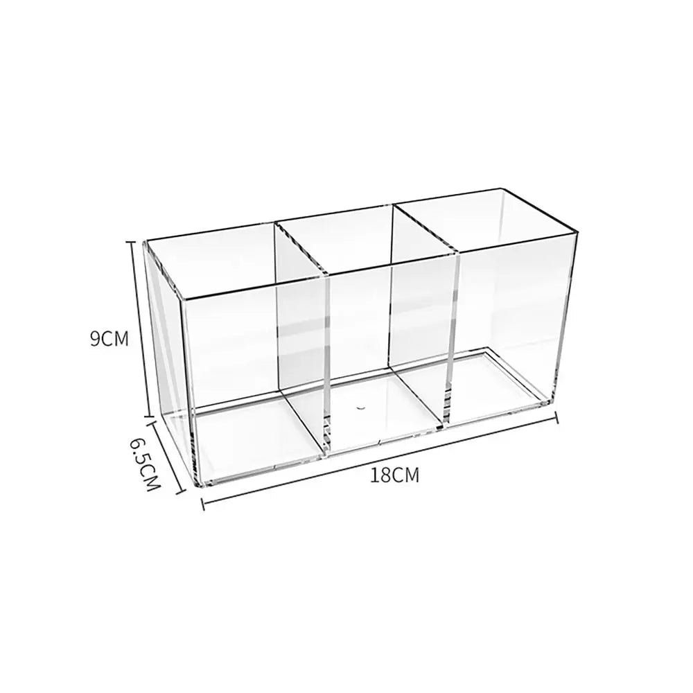 Desk Stationery Storage Pen Holder Transparent 3 Grids Pen Storage Box INS Style Large Capacity Pencil Container Students Peaceful Pleasures Health and Wellness