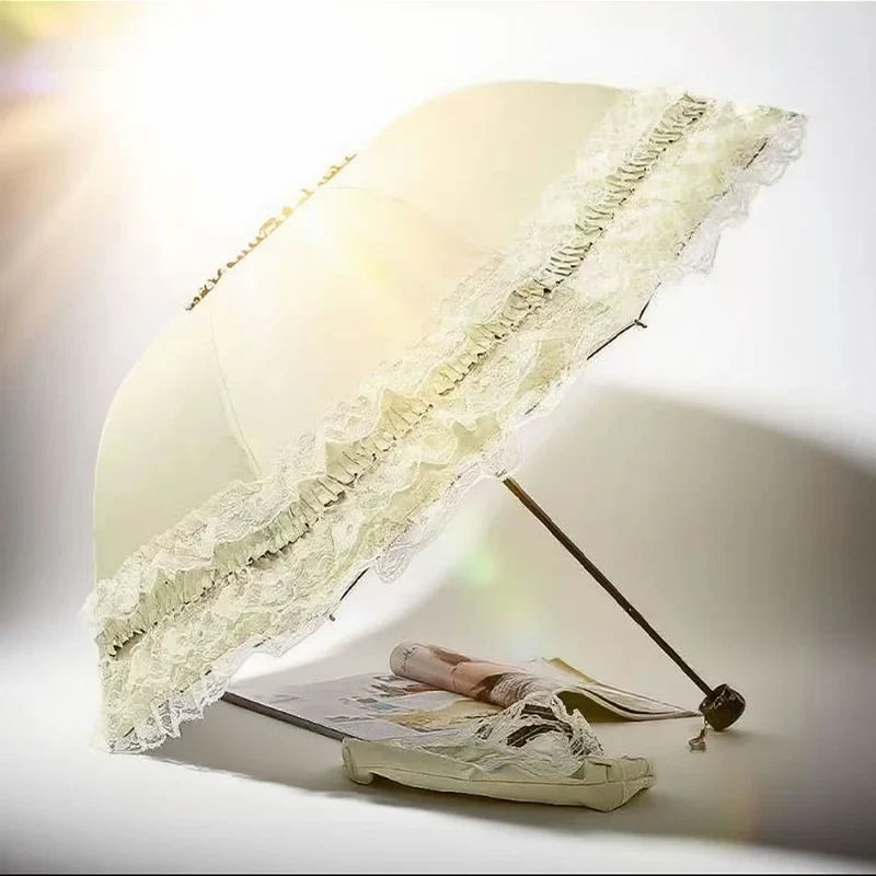 Five-Layer Lace Princess Sun Umbrella | UV Protection 3-Fold