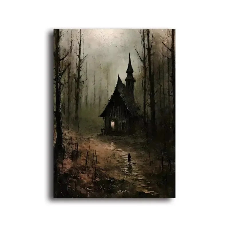 Retro Witch Halloween Canvas Wall Art Print – Witchcraft Decor Canvas Wall Art Peaceful Pleasures Health and Wellness ZLH5122 60x90cm No Frame