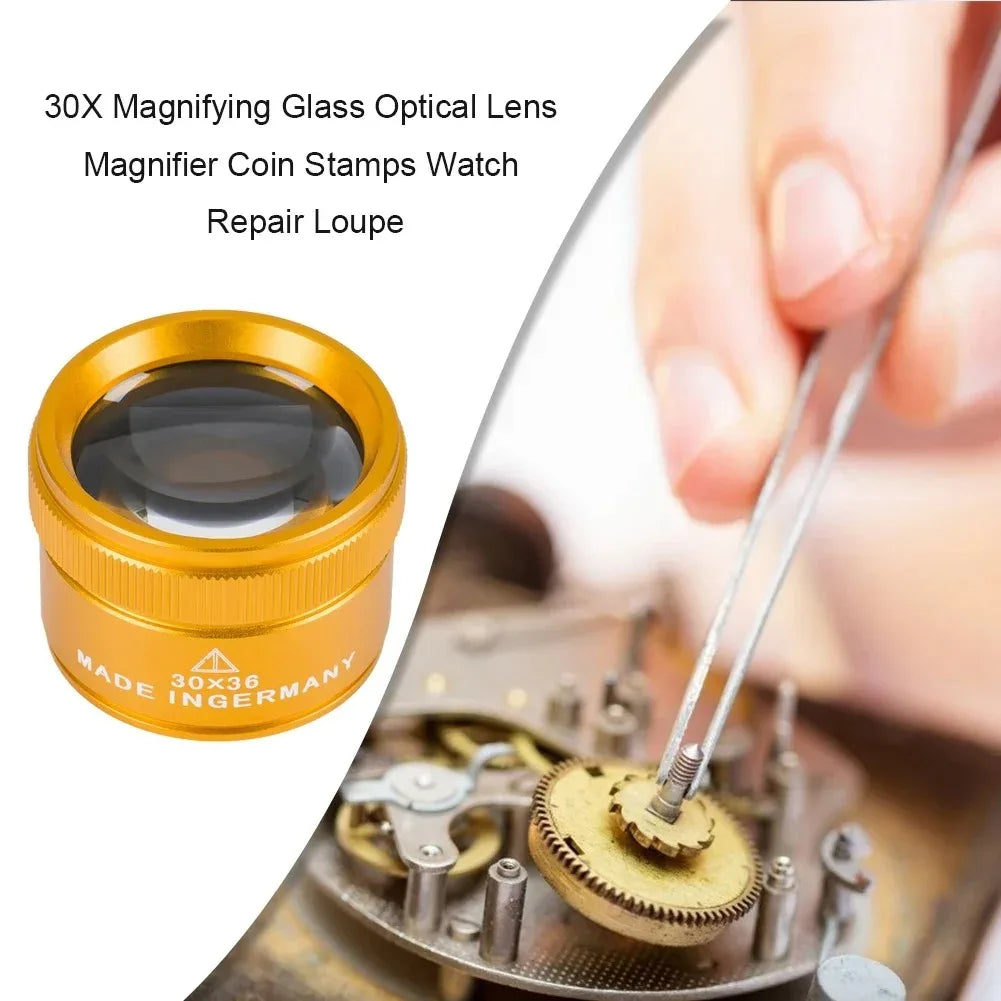 Jewelry Loupe Magnifier 30X 36mm K9 Optical Glass Lens Handheld for Coin Stamps Watch Precision Inspection Peaceful Pleasures Health and Wellness