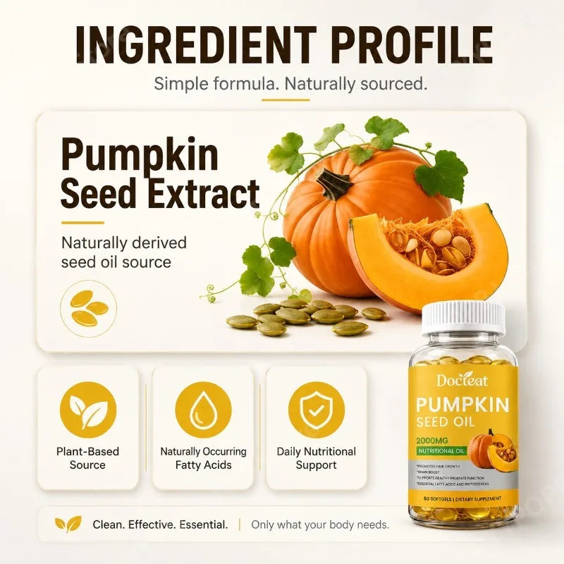 Pumpkin Seed Oil 2000mg Softgels – Men's Wellness, 60ct
