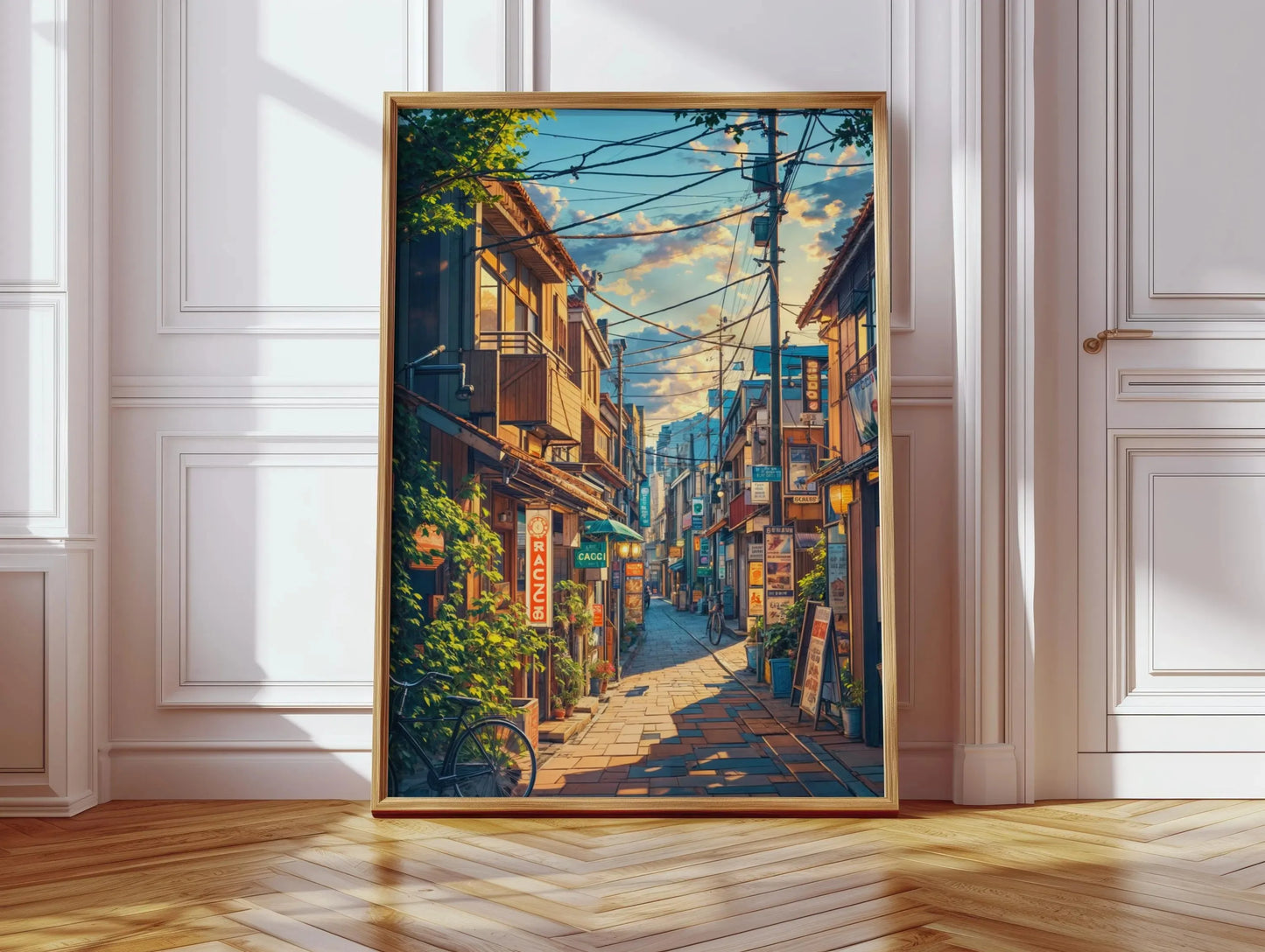Anime Ramen Shop Gourmet Illustration Canvas Print City Street Scene Wall Poster for Modern Living Room Kitchen Home Decor Gifts Peaceful Pleasures Health and Wellness CT1241-9 40x60cm Unframed