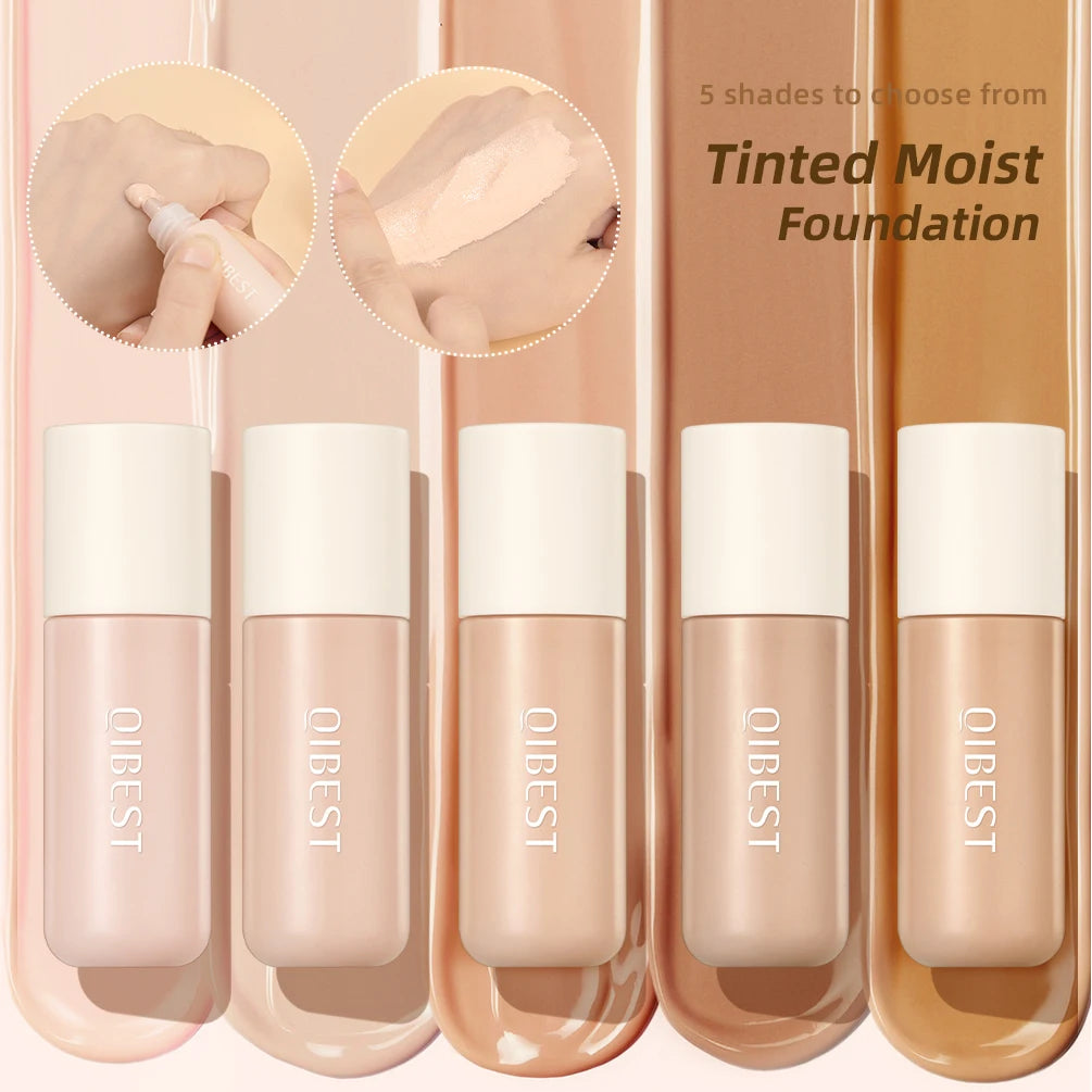 QIBEST Liquid Foundation Long-Lasting Waterproof Face Base Cream High Coverage Contour Concealer Moisturizing Makeup For Face Peaceful Pleasures Health and Wellness