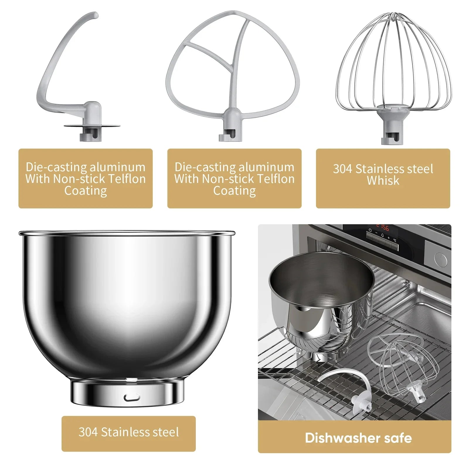 BioloMix 1200W Stand Mixer – 11-Speed, OLED Touch, Tilt-Head, 5L Stand Mixer BioloMix