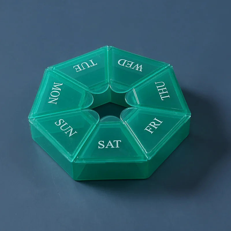 7-Day Weekly Pill Organizer | Portable Travel Tablet Dispenser