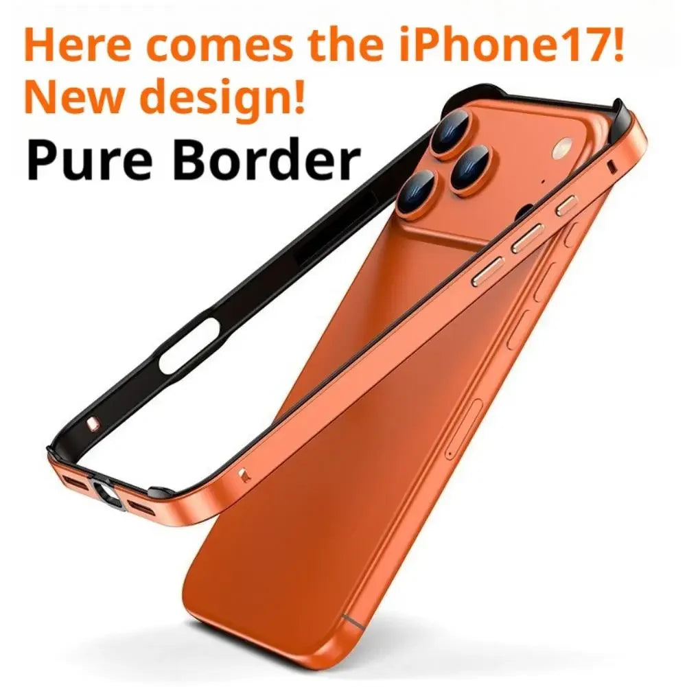 Luxury Alloy Metal Bumper Phone Case For iPhone 17 Air 17 Pro Max 17 Pro Silicone Lining Corner Pads Anti Collision Frame Peaceful Pleasures Health and Wellness