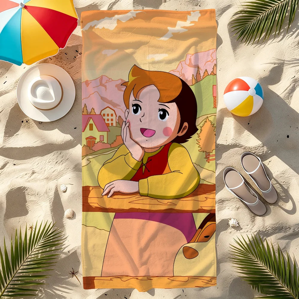 Anime Heidi Cute Quick-Dry Beach Towel | Soft Pool & Travel Quick-Dry Beach Towel Peaceful Pleasures Health and Wellness