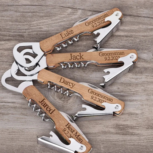 Personalized Engraved Wood Bottle Opener | Custom Wedding Favor Custom Wedding Favor Peaceful Pleasures Health and Wellness