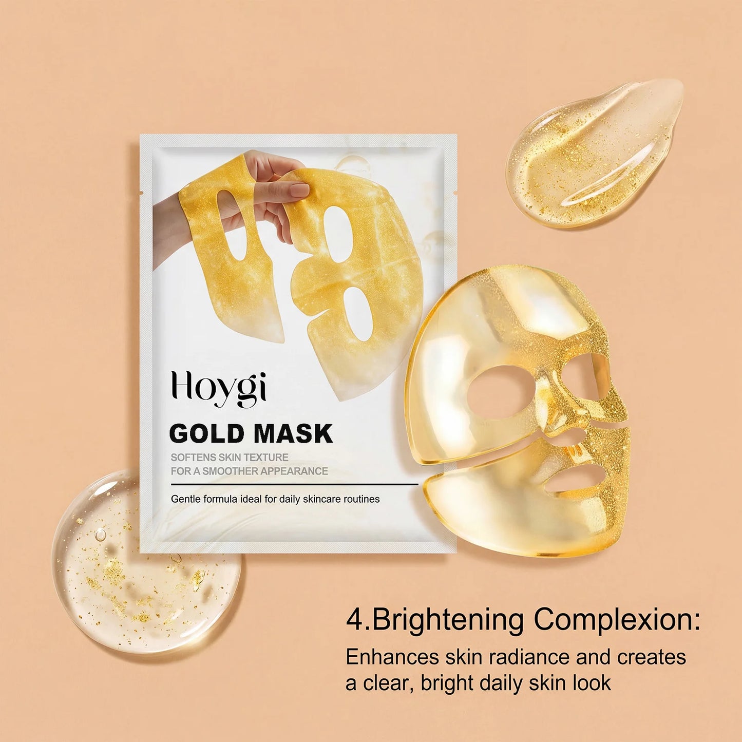 24K Gold Face Mask – Niacinamide & Collagen Sheet Mask (4 pcs)