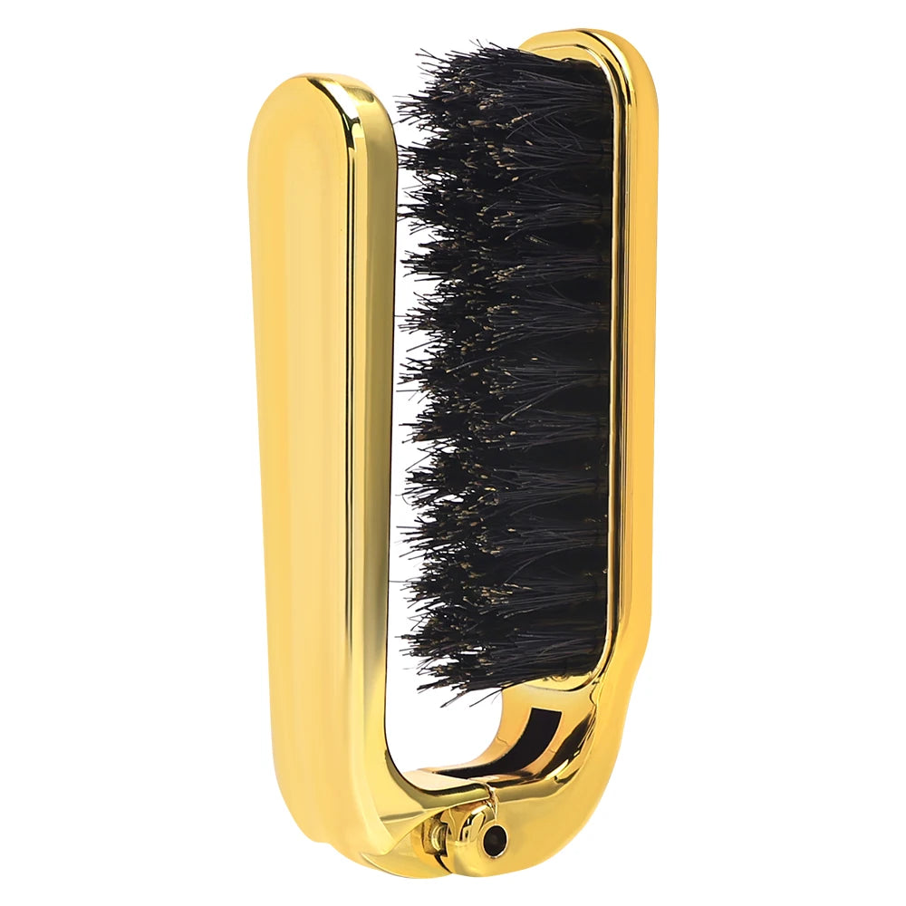 Hair Brush Folding Comb Anti-Static Men Beard Detangling Hair Brush Portable Scalp Massage Comb Salon Home Styling Tool Supplies Peaceful Pleasures Health and Wellness gold