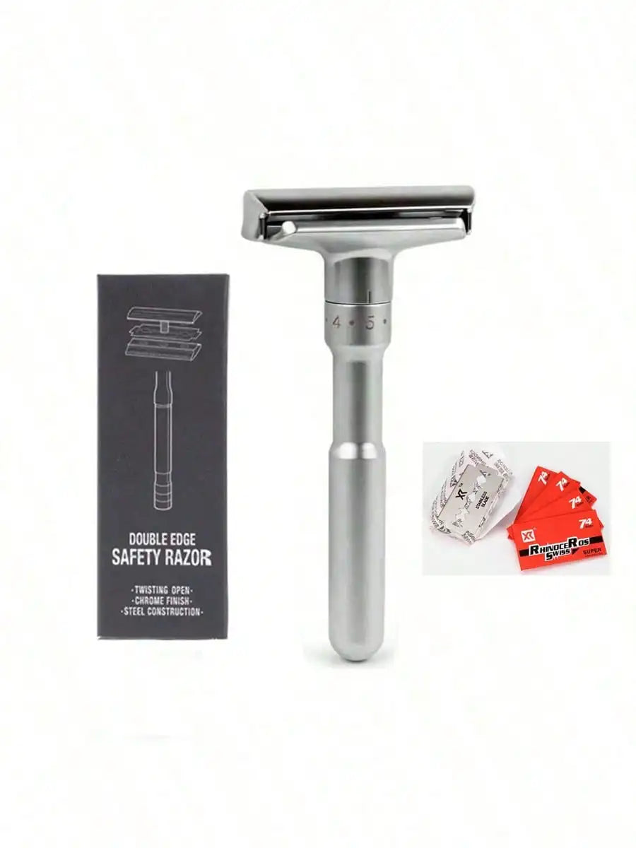 Men's Adjustable Double Edge Safety Razor + 5 Titanium Blades