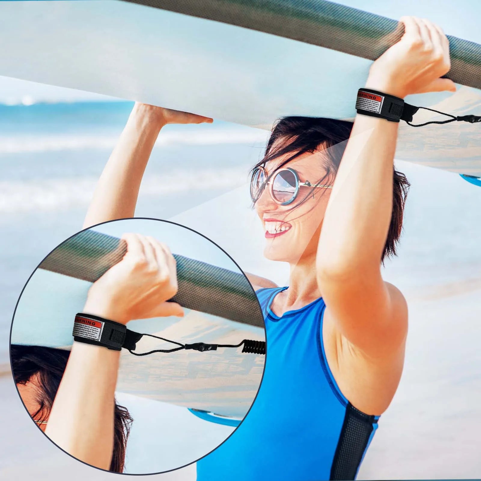 1Pcs New Hot Surf Leash Safety Hand Rope Hook and Single-Wrap Strap Coiled Bodyboarding Leash Suitable for Small to Medium Waves Peaceful Pleasures Health and Wellness