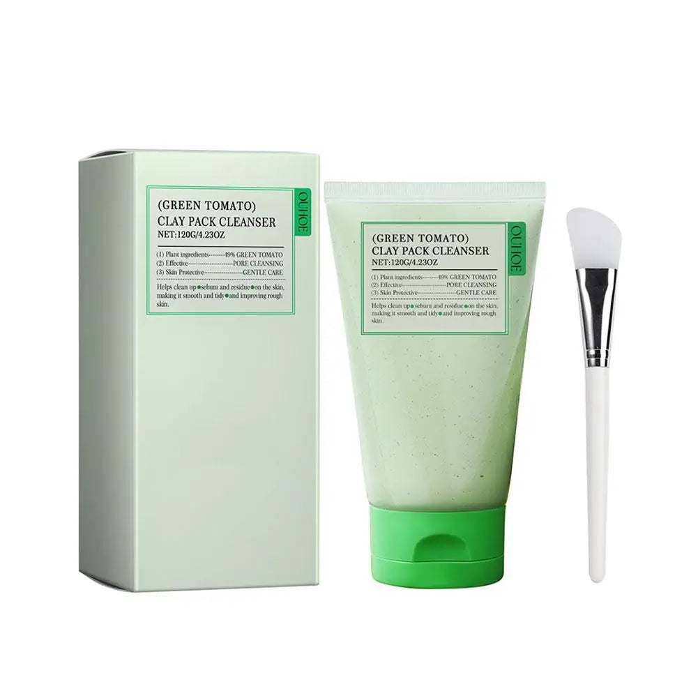 Green Tomato Mud Mask Moisturizing Pore Cleansing Refreshing Deeply Hydrating Nourishing Smoothing Facial Skin Care Peaceful Pleasures Health and Wellness C 120g Set