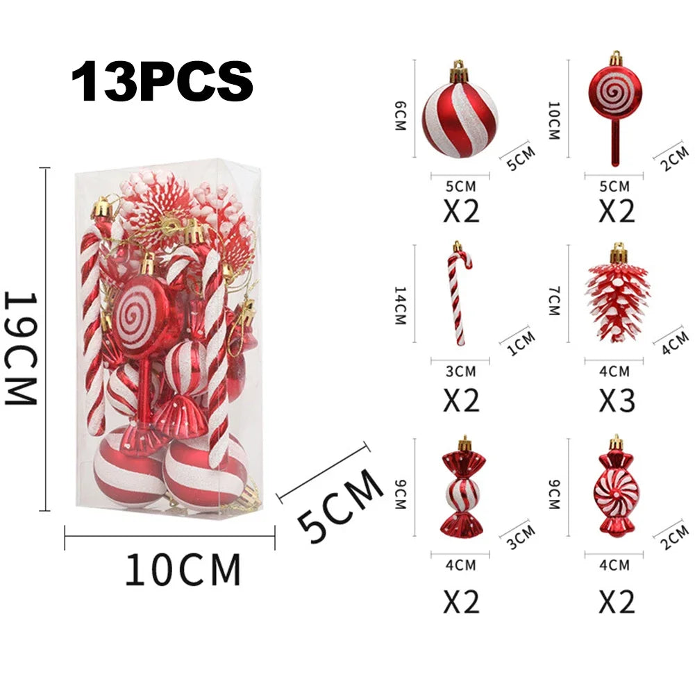 13-Pc Christmas Candy Ornaments Set | Glitter Holiday Tree Decor