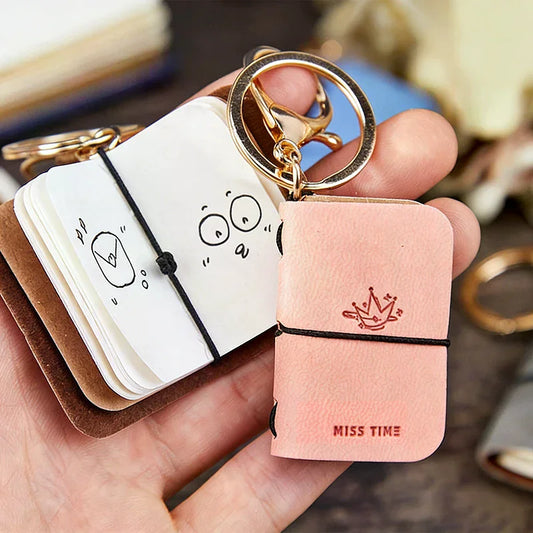 PU Leather Mini Notebook Keychain – Portable Diary Backpack Charm Mini Notebook Keychain Oasis Select