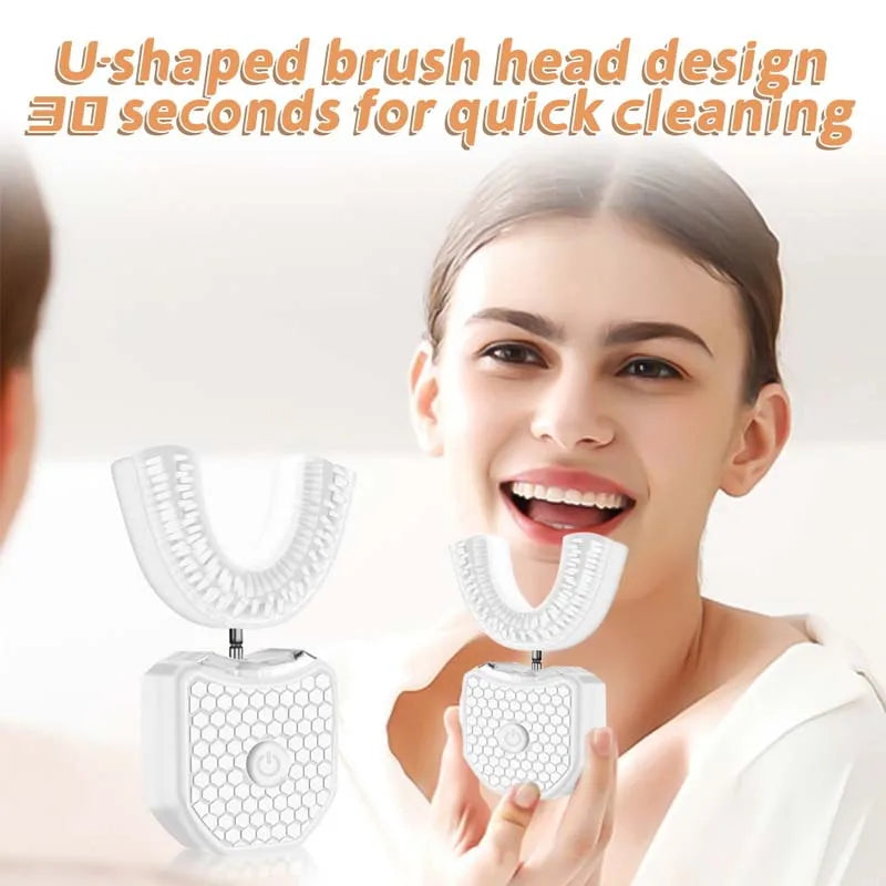 Teeth Whitening Light U-Shaped Sonic Wireless Toothbrush 360° Ultrasonic Lazy Automatic Adult Electric Silicone Toothbrush Kit Peaceful Pleasures Health and Wellness