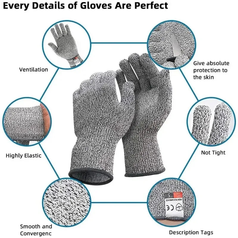 Grade 5 Cut Resistant HPPE Gloves – Kitchen & Garden Safety Cut Resistant Gloves Peaceful Pleasures Health and Wellness