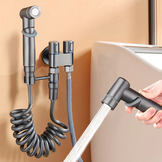 High-Pressure Handheld Bidet Spray Gun | 3-Way Angle Valve Bidet Spray Gun Kit Peaceful Pleasures Health and Wellness