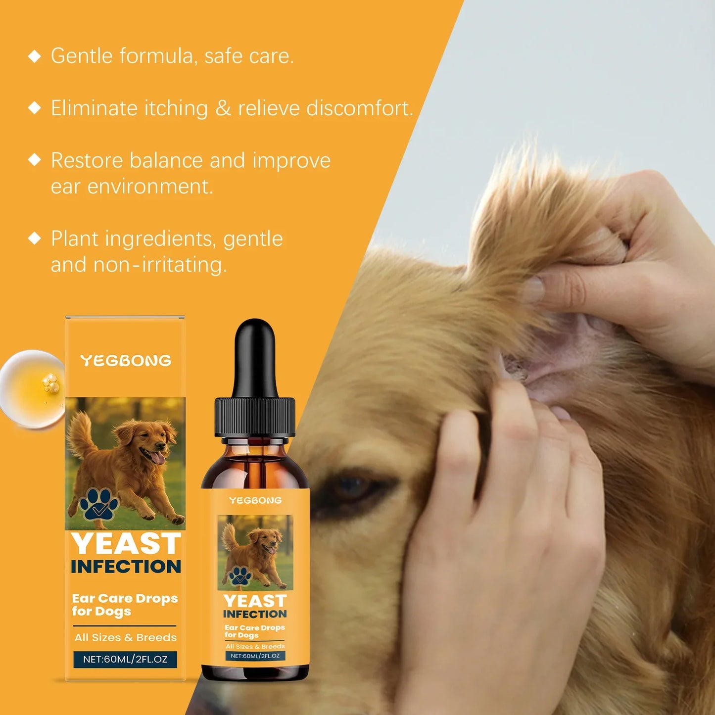 YEGBONG Dog Ear Care Drops – Itch Relief & Cleaner 60ml