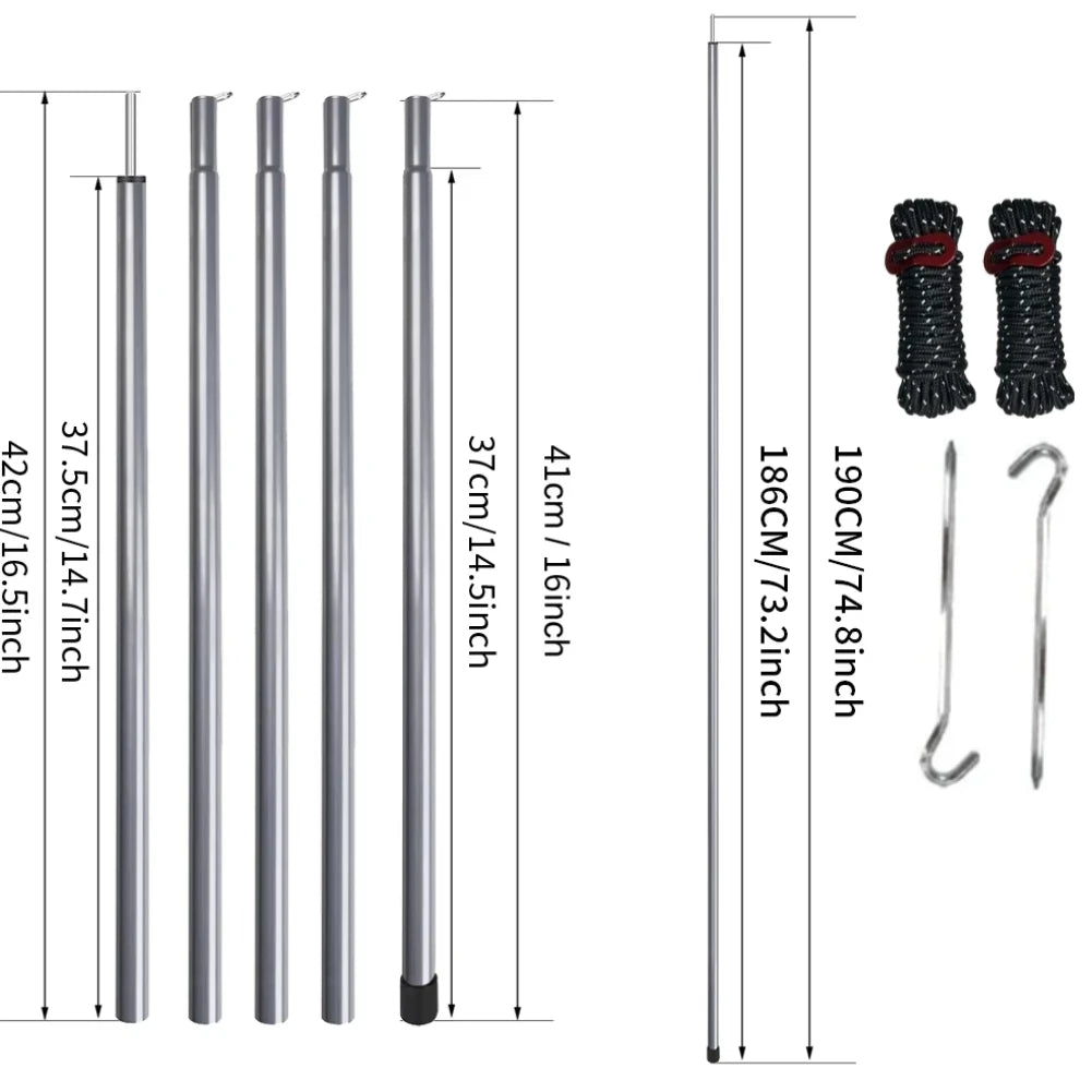 2 Pack Tent Poles Telescoping Adjustable Height Aluminum Camping Tarp Poles Easy Adjustable Lightweight for Camping Hiking Gifts Peaceful Pleasures Health and Wellness Sliver 1.9m SET