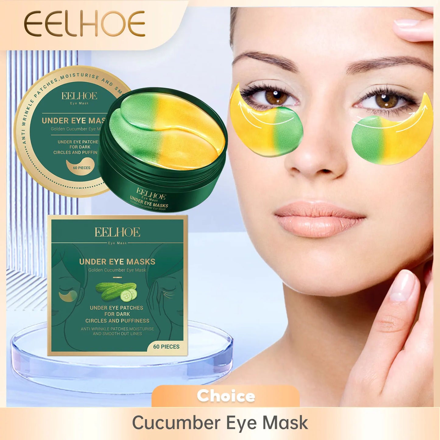 EELHOE Cucumber Eye Mask Patches – Dark Circles & Bags 60pc