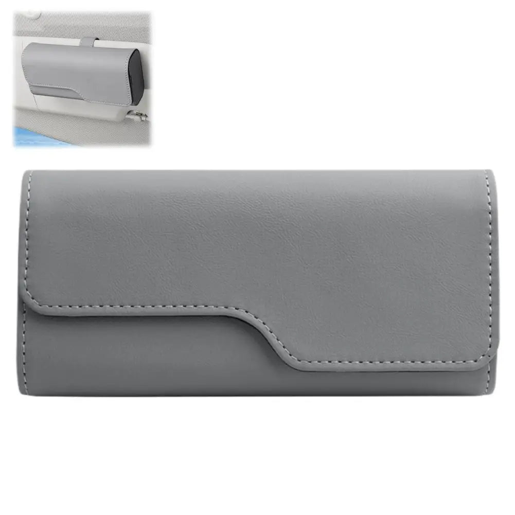 Leather Car Glasses Storage Box Sun Visor Eyeglasses Holder Clip On Auto Visor Glasses Organizer Sun Visor Eyeglasses Storage Peaceful Pleasures Health and Wellness C