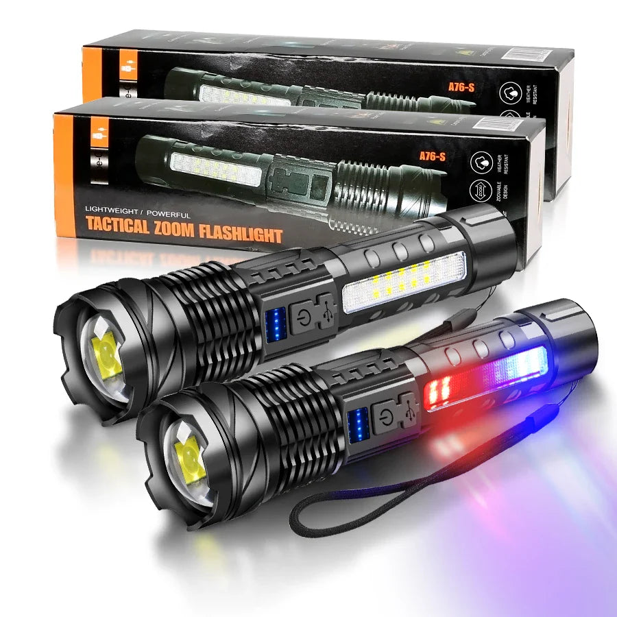 KDULIT LED Tactical Flashlight – 2300 Lumen, Zoom, USB Rechargeable