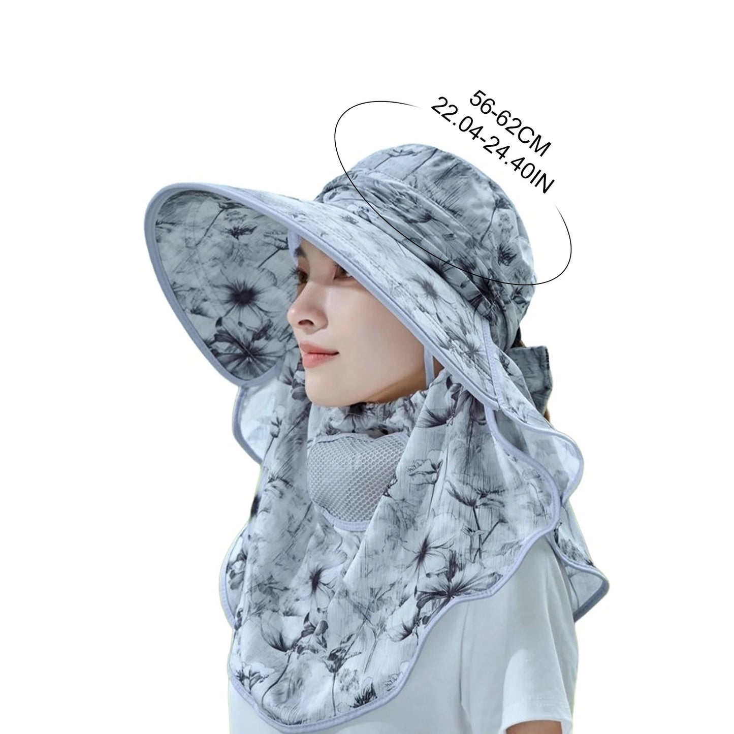 Sun Protections Hat with Face-Mask UV Resistant Wide Brim for Outdoor Cycling Farming Peaceful Pleasures Health and Wellness