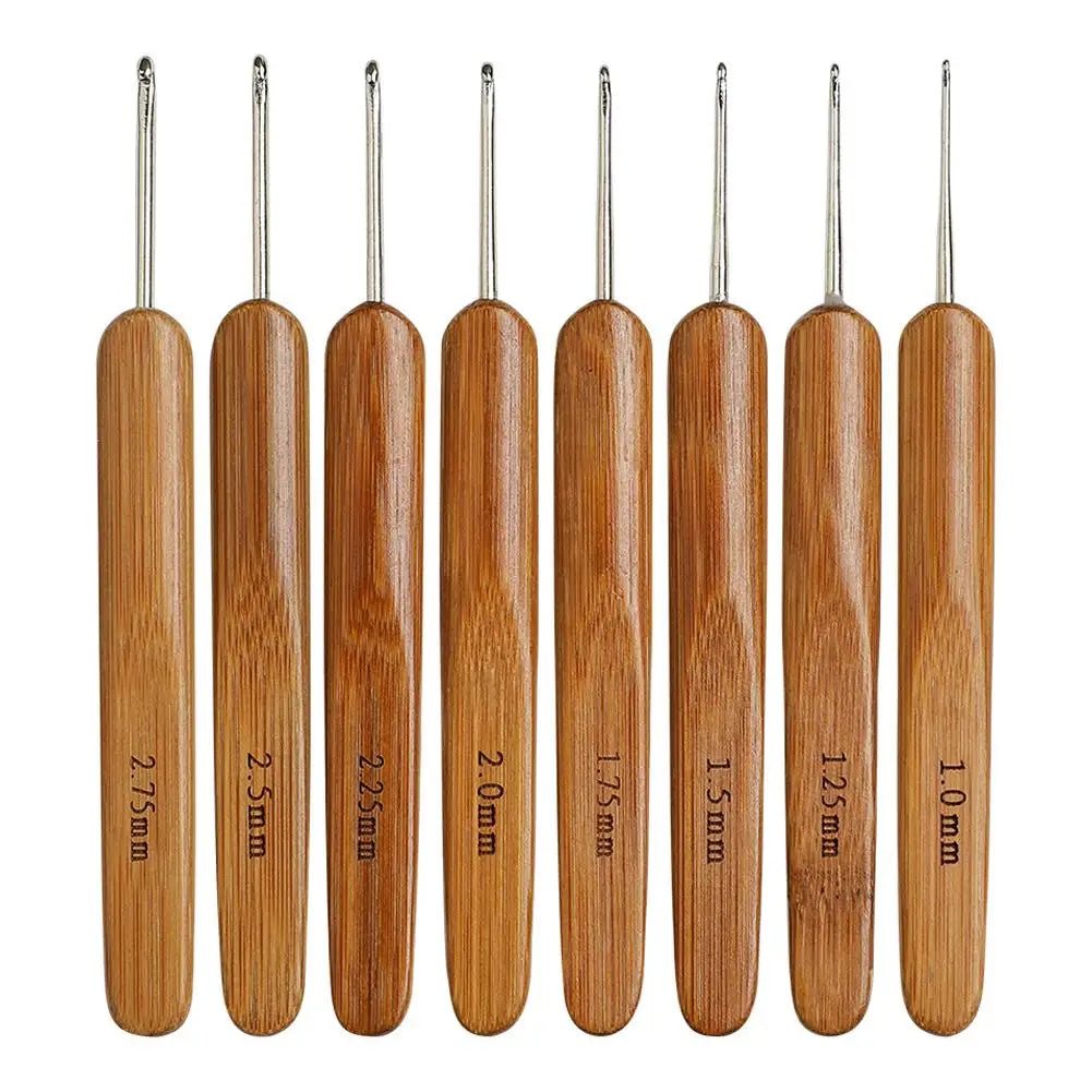 Bamboo Crochet Hooks Set 22 Sizes 1mm–10mm | Storage Box