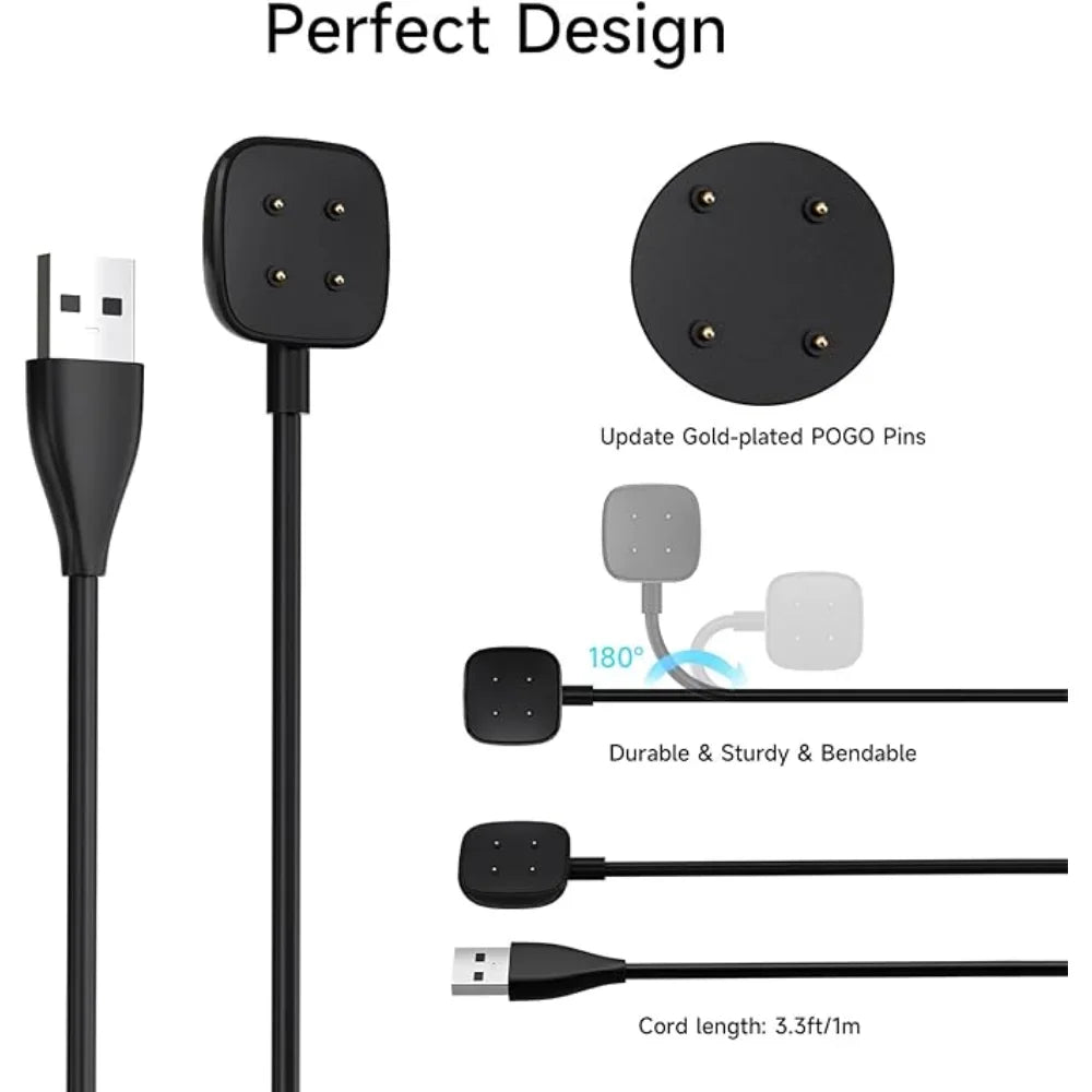 Fitbit Sense 2 / Versa 4 / Versa 3 USB Charger Cable 3.3ft