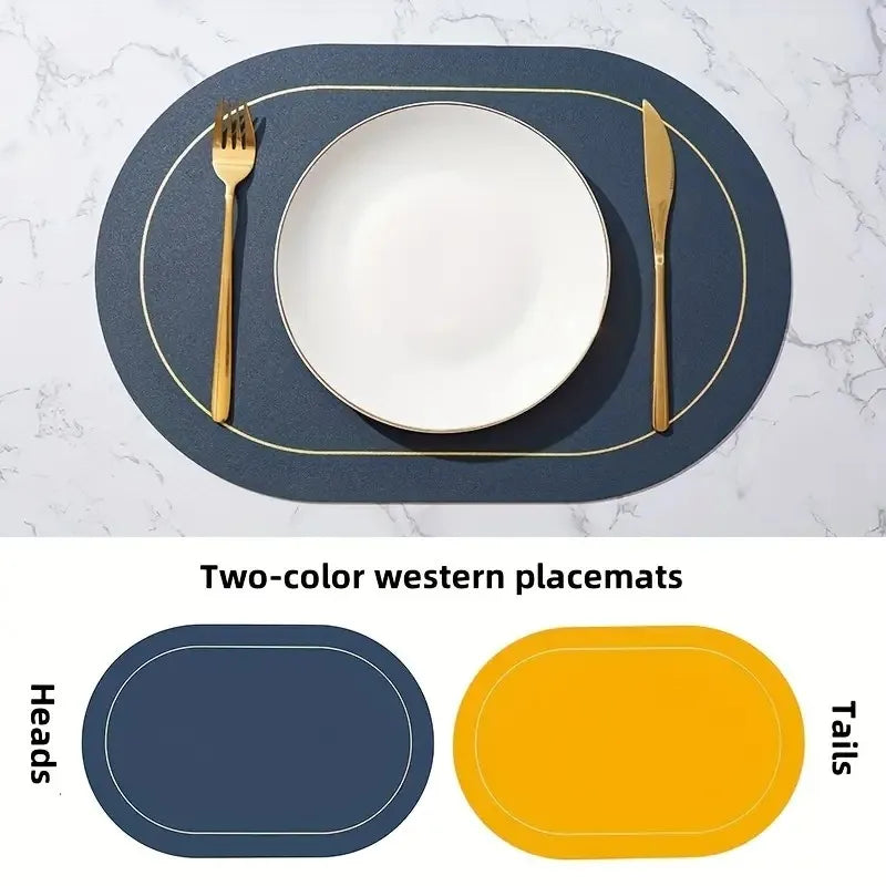 Leather Placemats – Heat Resistant, Waterproof & Washable Leather Placemats Peaceful Pleasures Health and Wellness Blue 1PCS 45x30CM