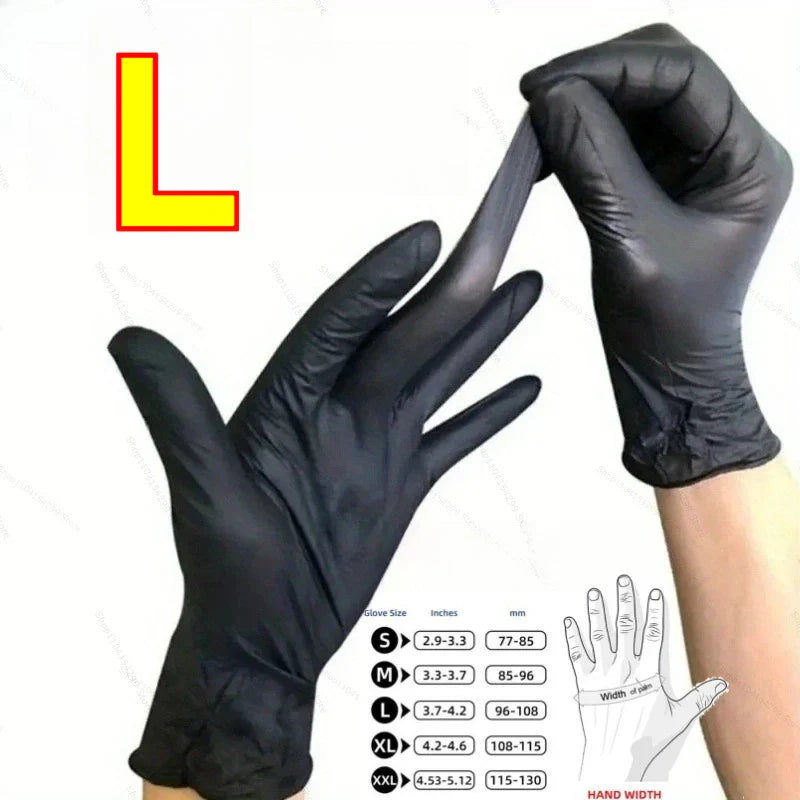 Black Nitrile Disposable Gloves 100 Pack – Latex-Free, Waterproof