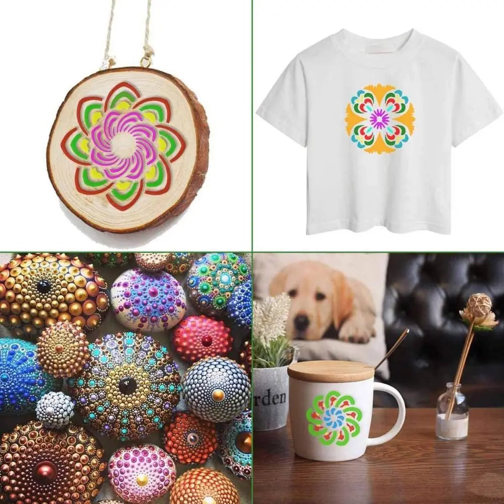 36/56Pcs Creative Mandala Dot Painting Templates Reusable Hollow Dot Painting Stencils Craft Project Small Size Peaceful Pleasures Health and Wellness