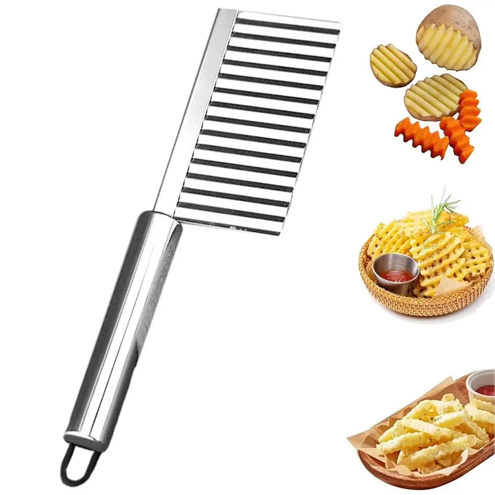Stainless Steel Wave Potato Slicer Vegetable Cutter Potato French Fries Cutter Gadget Accessories Supplies Kitchen Cooking Tools Peaceful Pleasures Health and Wellness