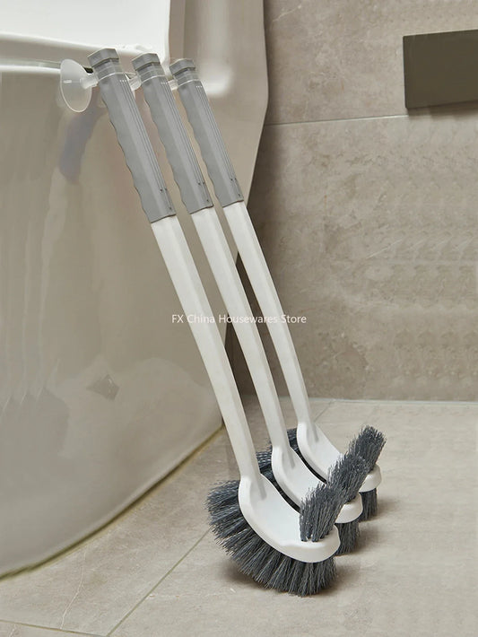 Long Handle Toilet Brush with Suction Cup, Double-Sided Elbow Design, No Dead Corners, Wall Mounted, for Squatting Sink Peaceful Pleasures Health and Wellness