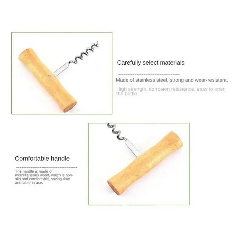 1PCS Cute Wine Opener with Wooden Handle Stainless Steel Corkscrew Wine Bottle Opener Easy Novelty Fun Wine Wing Wood Tools Peaceful Pleasures Health and Wellness
