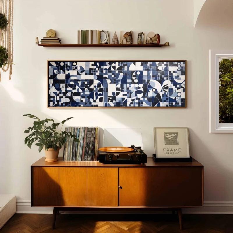 Mid Century Modern Boho Canvas Wall Art | Large Geometric Print Canvas Wall Art Peaceful Pleasures Health and Wellness
