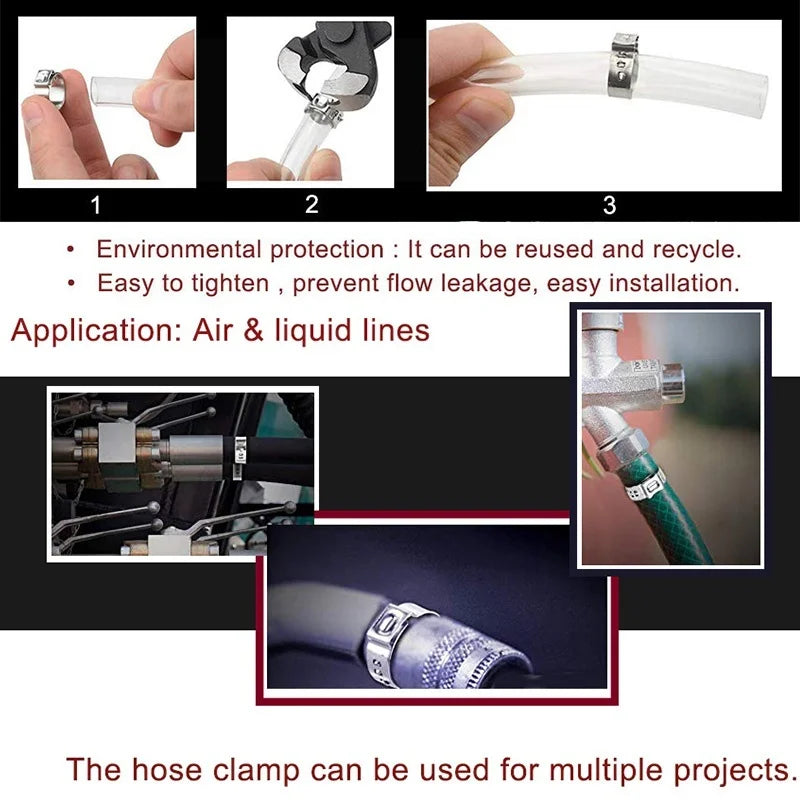 130-Pc Stainless Steel Hose Clamp Set + R-Type Crimping Pliers Peaceful Pleasures Health and Wellness