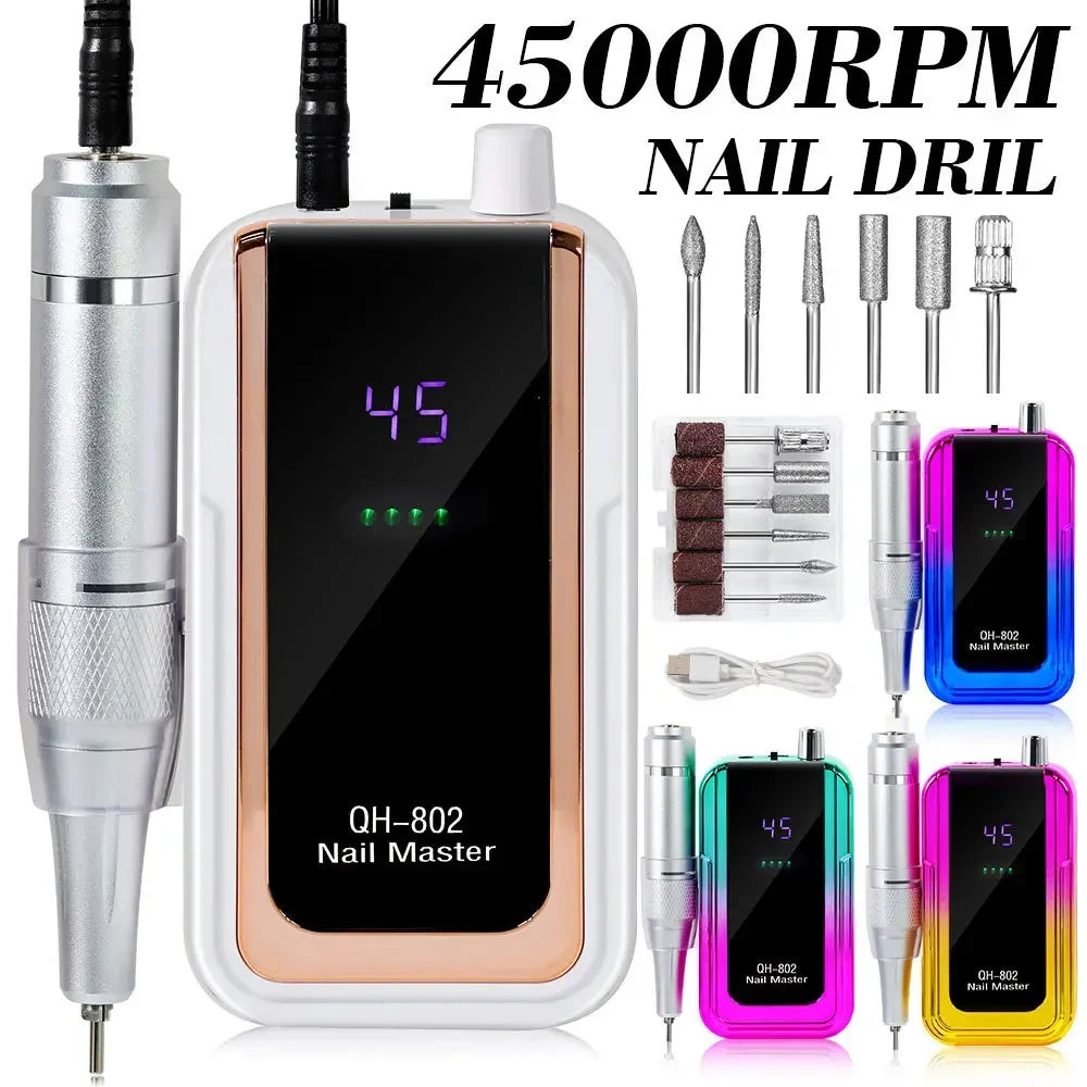 Professional 45000 RPM Rechargeable Electric Nail Drill Machine