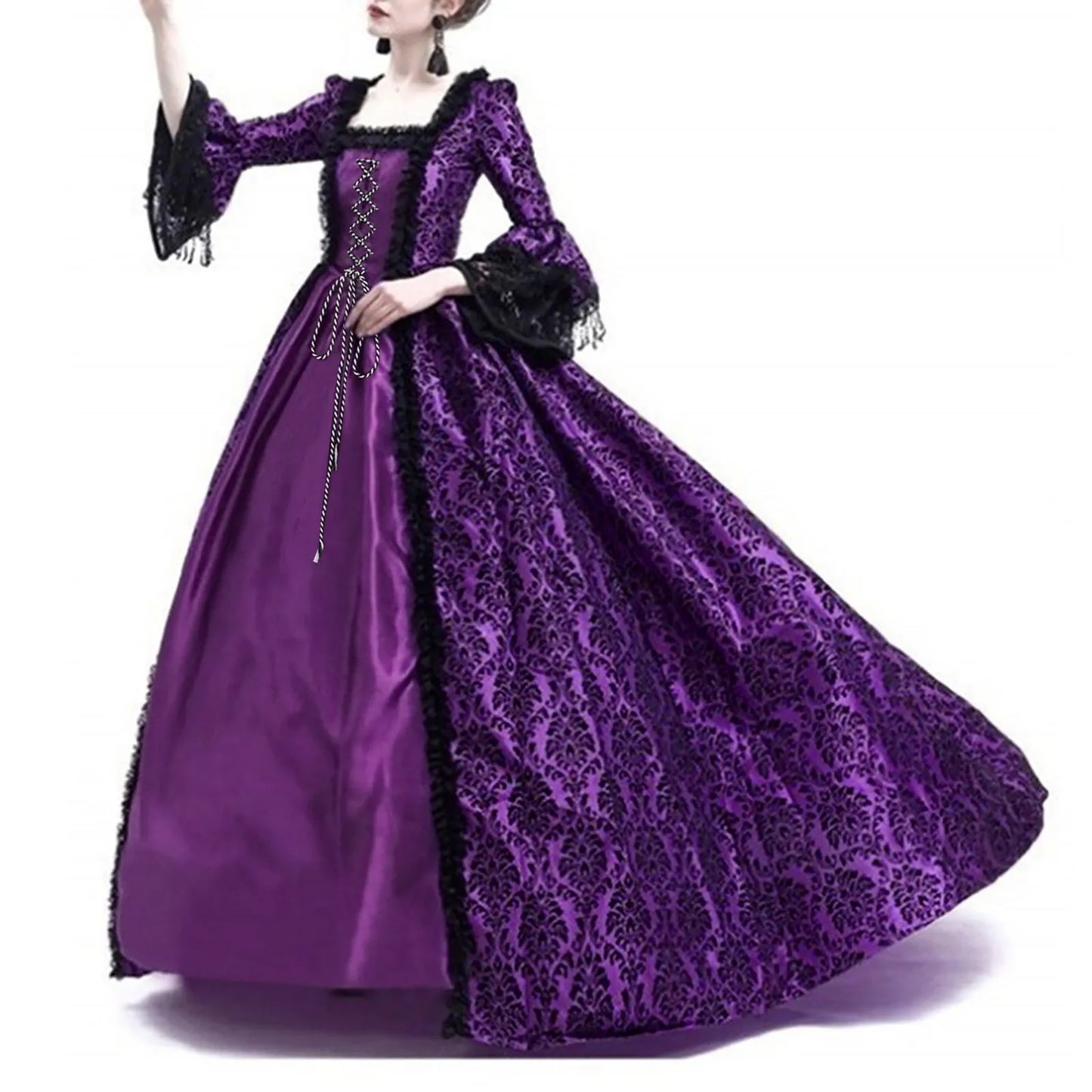 Halloween costume for adult women Medieval Cosplay Costumes Vintage Gothic Halloween suit 할로윈 코스튬 disfraz halloween para mujer Peaceful Pleasures Health and Wellness Purple L