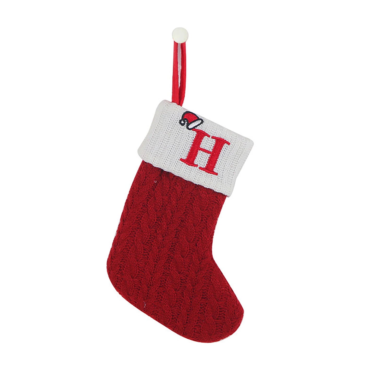 Personalized Knitted Christmas Stocking | Monogram Initial