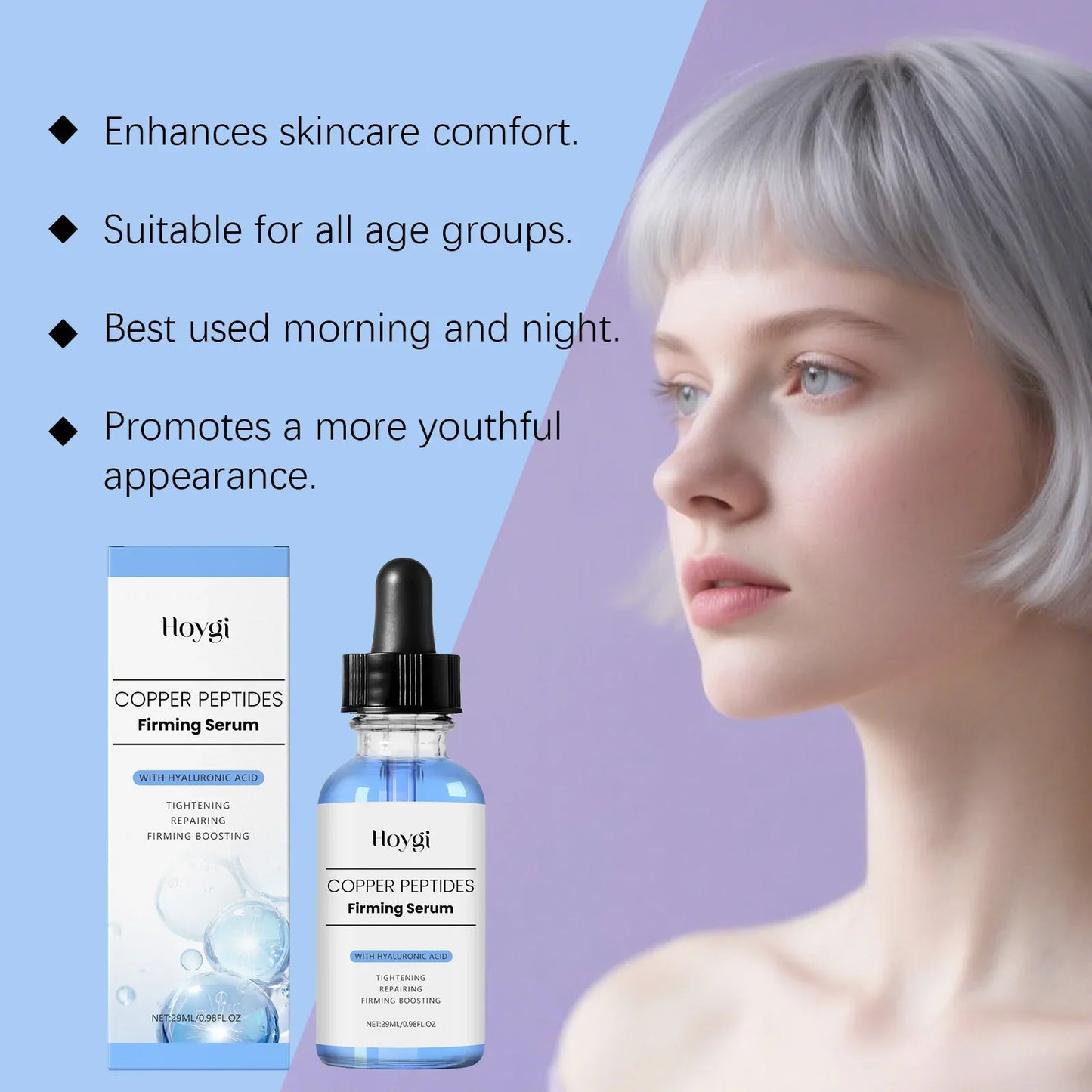 Copper Peptides Face Serum – Firming, Lifting & Hyaluronic Acid