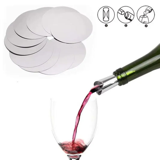 10/20pcs/ Set Silver Aluminum Foil Wine Pourer Disc Foldable Flexible Reusable Mini Drip Stop Pour Spouts Dis Peaceful Pleasures Health and Wellness