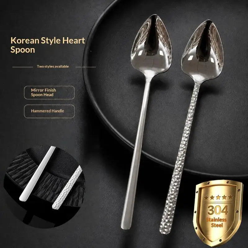 304 Stainless Steel Heart Spoon – Mirror Polished Long Handle