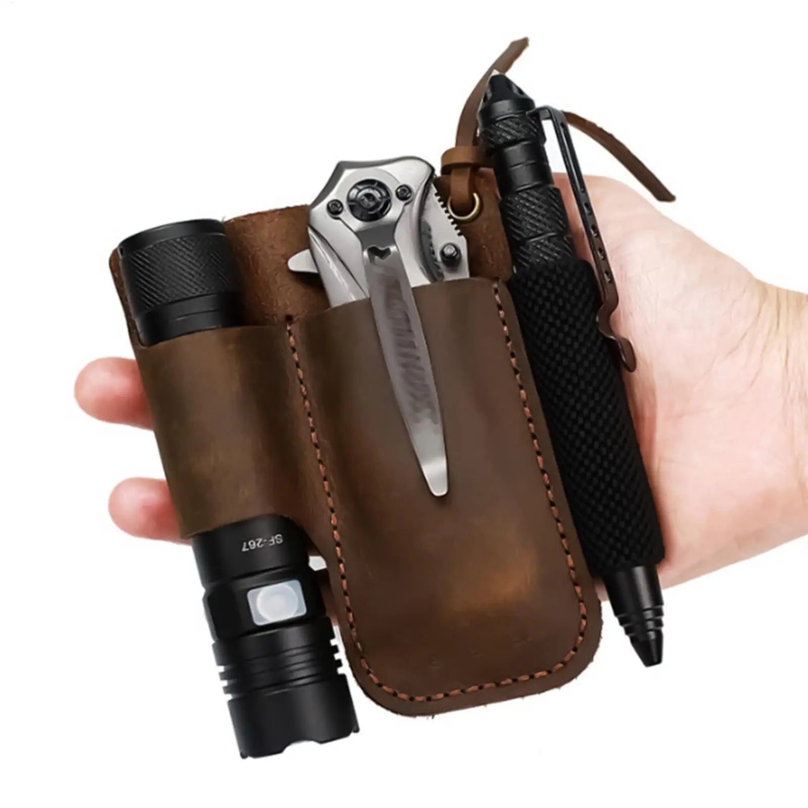 Leather Tool Pouch Leather Multipurpose Retro Pouch Men Tool Bags For Flashlight Cutter Pen Planting Harvesting Pruning Home Peaceful Pleasures Health and Wellness