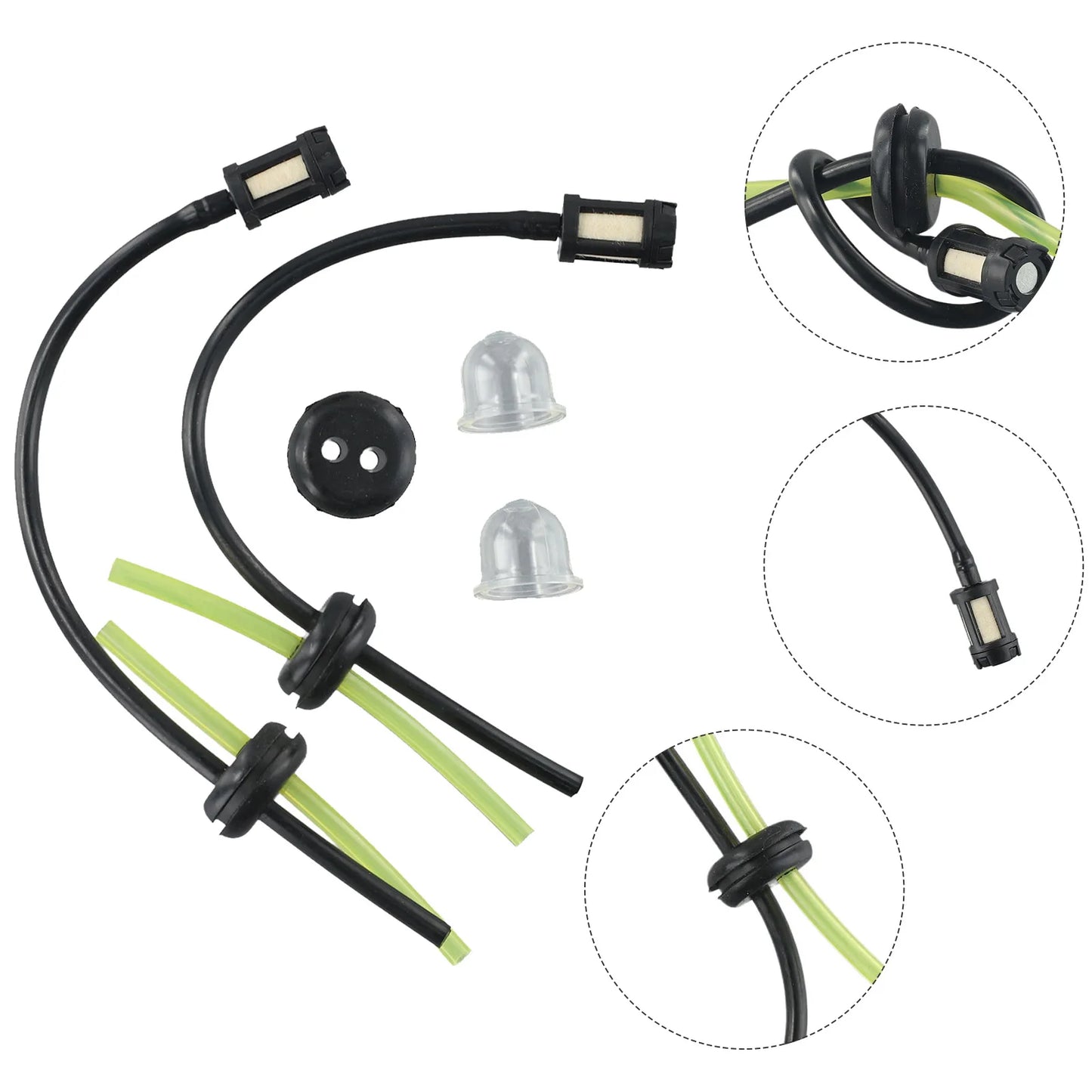 2 Sets Fuel Filter Hose Seal Priming Bulbs Brushcutter Hedge Trimmer