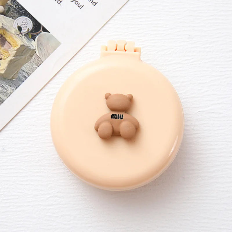 Cartoon Bear Folding Comb for Girls – Air Cushion & Mirror