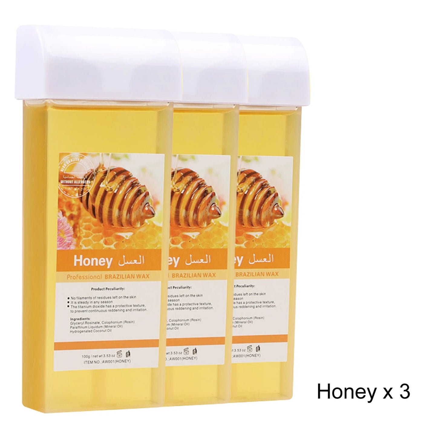 Roll On Refill Hair Removal Wax Painless Depilatory Wax Roller Honey Wax Body Hair Removal For Any Roll On Wax Warmer Cartridge Peaceful Pleasures Health and Wellness 072-HoneyX3